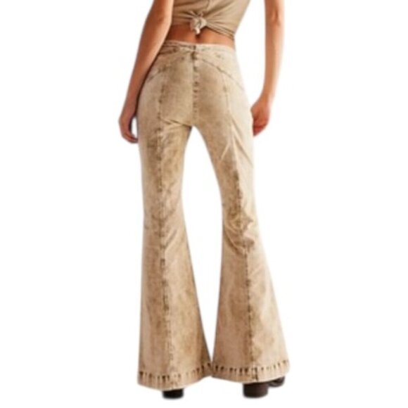 NWT Free People Fast Lane Low Rise Flare Pants in Crushed Rosemary - Picture 2 of 8